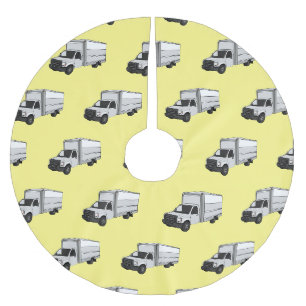 Box truck cartoon illustration brushed polyester tree skirt