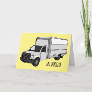 Box truck cartoon illustration card