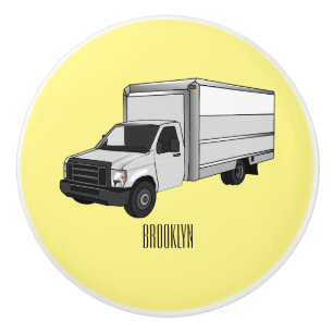 Box truck cartoon illustration ceramic knob