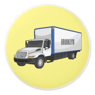 Box truck cartoon illustration ceramic knob