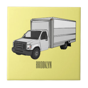 Box truck cartoon illustration ceramic tile