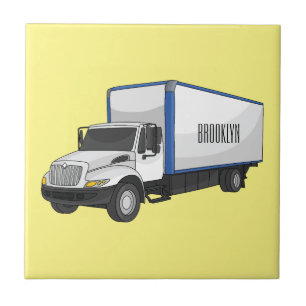 Box truck cartoon illustration ceramic tile