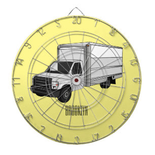 Box truck cartoon illustration dartboard