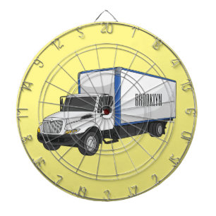 Box truck cartoon illustration dartboard