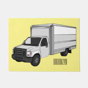 Box truck cartoon illustration doormat