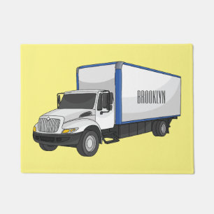Box truck cartoon illustration doormat
