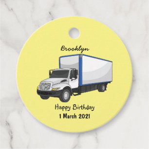 Box truck cartoon illustration favour tags