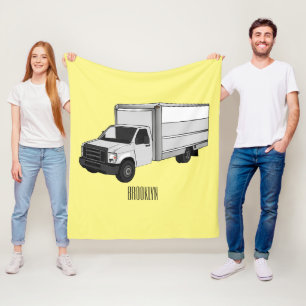 Box truck cartoon illustration fleece blanket