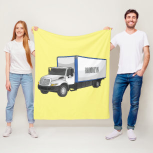 Box truck cartoon illustration fleece blanket