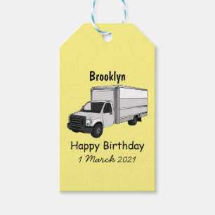 Box truck cartoon illustration gift tags