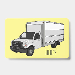 Box truck cartoon illustration ID badge