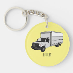 Box truck cartoon illustration key ring