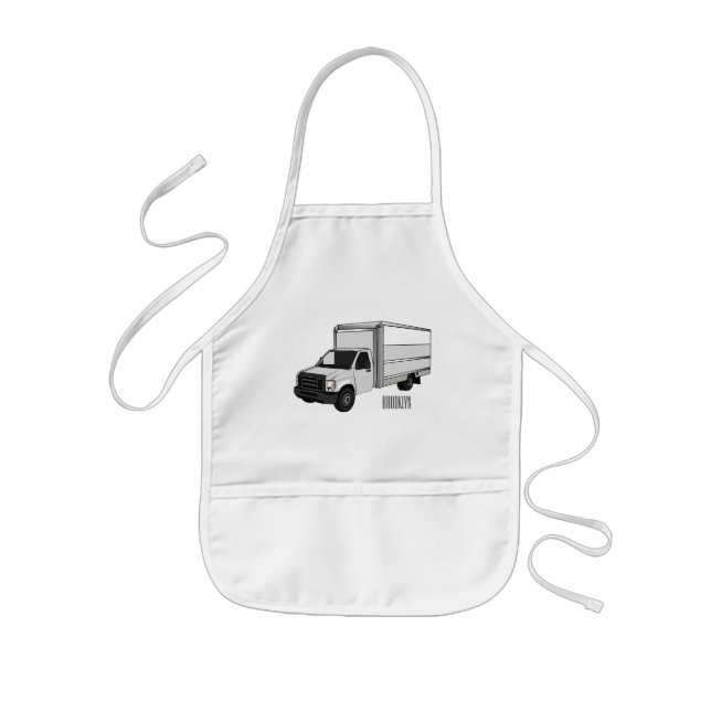 Box truck cartoon illustration kids apron (Front)