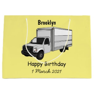 Box truck cartoon illustration large gift bag