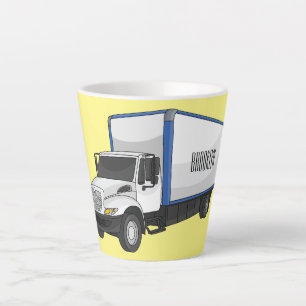 Box truck cartoon illustration latte mug