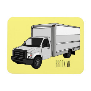 Box truck cartoon illustration magnet