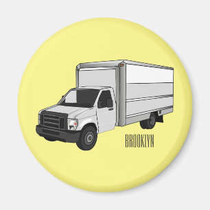 Box truck cartoon illustration magnet