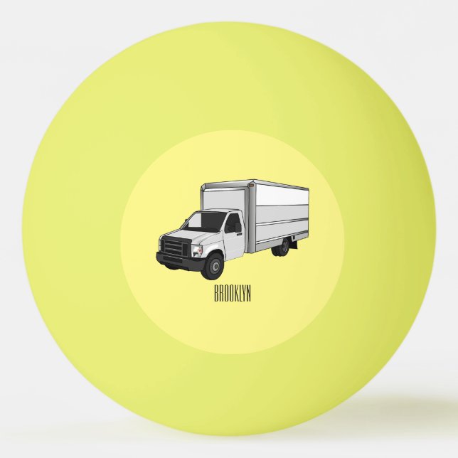 Box truck cartoon illustration ping pong ball (Front)