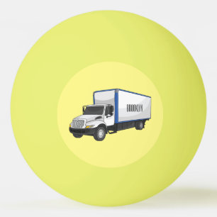 Box truck cartoon illustration ping pong ball