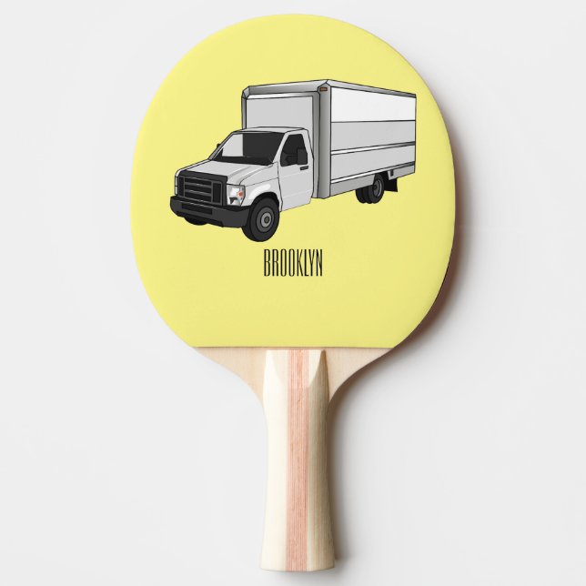 Box truck cartoon illustration ping pong paddle (Front)