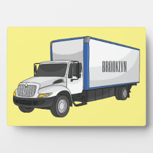 Box truck cartoon illustration plaque