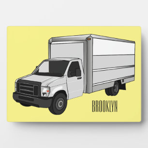 Box truck cartoon illustration plaque