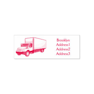 Box truck cartoon illustration self-inking stamp