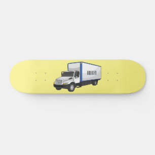 Box truck cartoon illustration skateboard