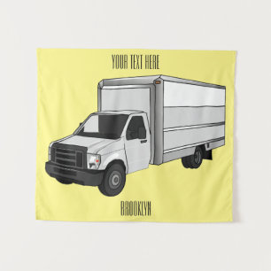 Box truck cartoon illustration tapestry
