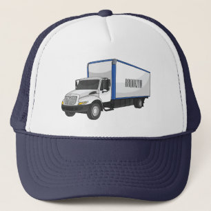 Box truck cartoon illustration trucker hat