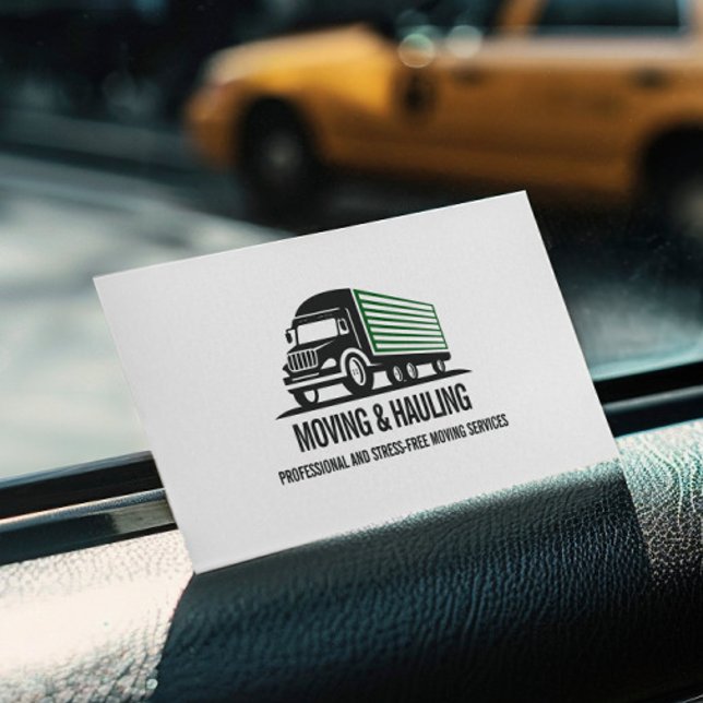 BOX TRUCK MOVING AND HAULING PROFESSIONAL GREEN BUSINESS CARD (Creator Uploaded)
