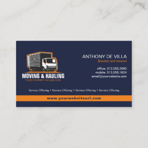 Box Truck Moving & Delivery Service Company Busine Business Card