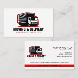 Box Truck Moving & Delivery Service Haul Company Business Card