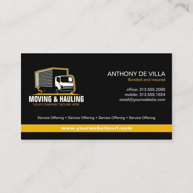 Box Truck Moving Hauling Delivery Service Company  Business Card (Back)