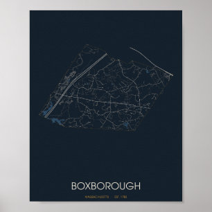 Boxborough Massachusetts Street Map Poster (Night)