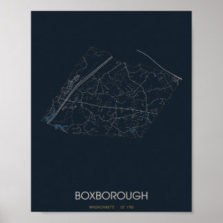 Boxborough Massachusetts Street Map Poster (Night)