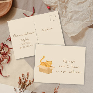 Boxed & Bounded Cat   Home Moving Postcard