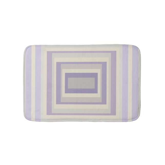 Boxed In Chalk Grey Lavender Geometric Design Bath Mat (Front)