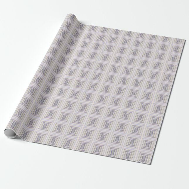 Boxed In Chalk Grey Lavender Geometric Design Wrapping Paper (Unrolled)