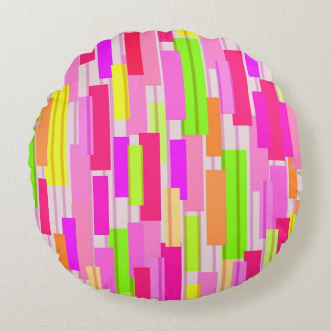 Boxed Stripe Round Cushion (Front)