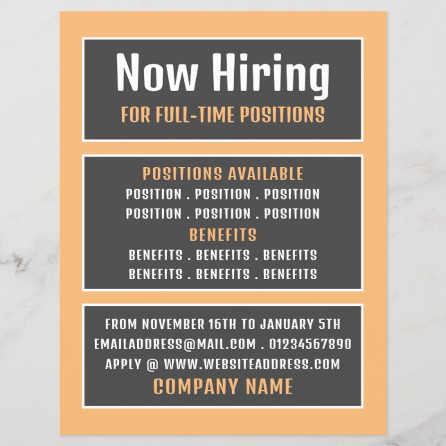 Boxed Text, Job Vacancy Recruitment Advertising Flyer (Front)