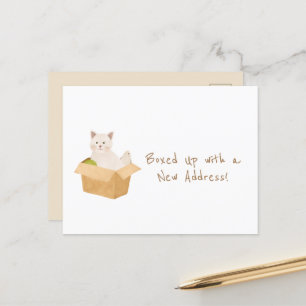 Boxed Up with a New Address!   Cat Home Moving Postcard