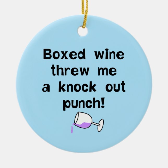 Boxed Wine Ceramic Ornament (Front)