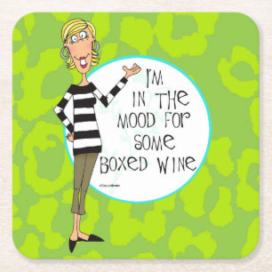Boxed wine humour coasters