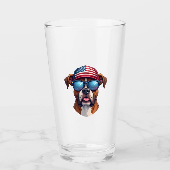 Boxer 4th of July Glass (Front)