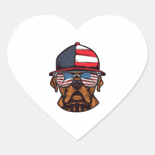 Boxer 4th of July Heart Sticker