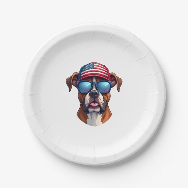 Boxer 4th of July Paper Plate (Front)
