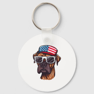Boxer 4th of July Party Key Ring