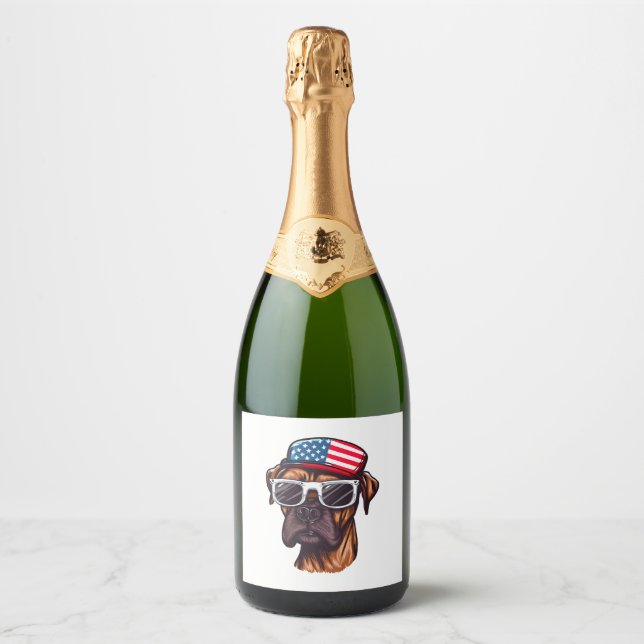 Boxer 4th of July Party Sparkling Wine Label (Front)
