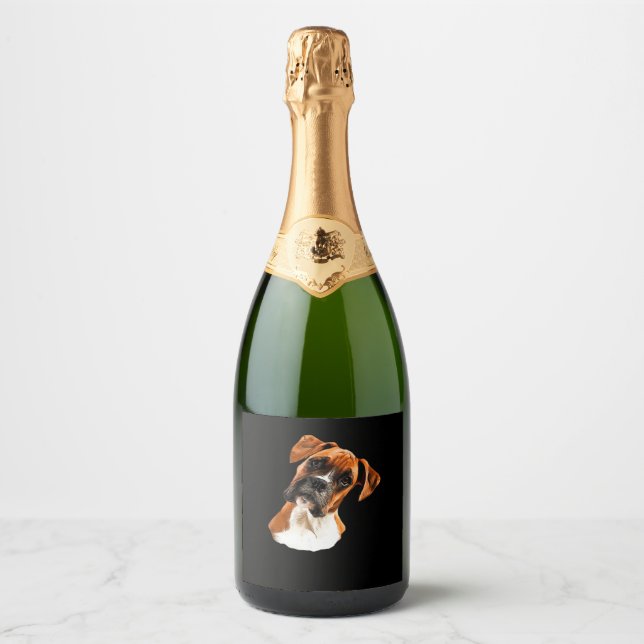 Boxer A Beautiful Boxer Head Tilt Classic T-Shirt Sparkling Wine Label (Front)